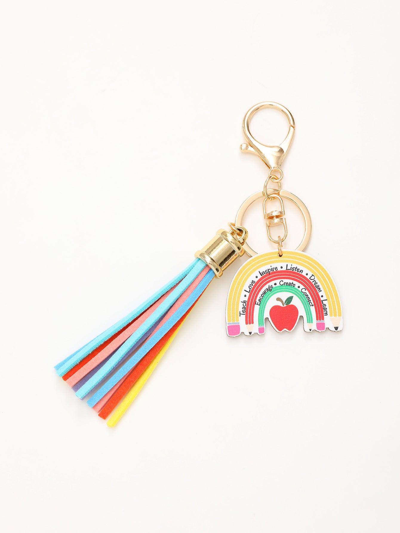 Wholesale Pencil Rainbow American Independence Day Ice Cream Wooden Tassel Keychain